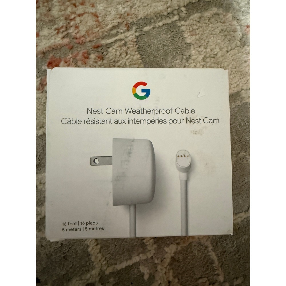 Google Nest Cam Weatherproof Cable 16ft Outdoor Power‎ Cord